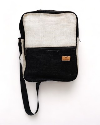 Sac Messager toile 100 pour cent chanvre Noir et Naturel - Le Canebier en Provence9